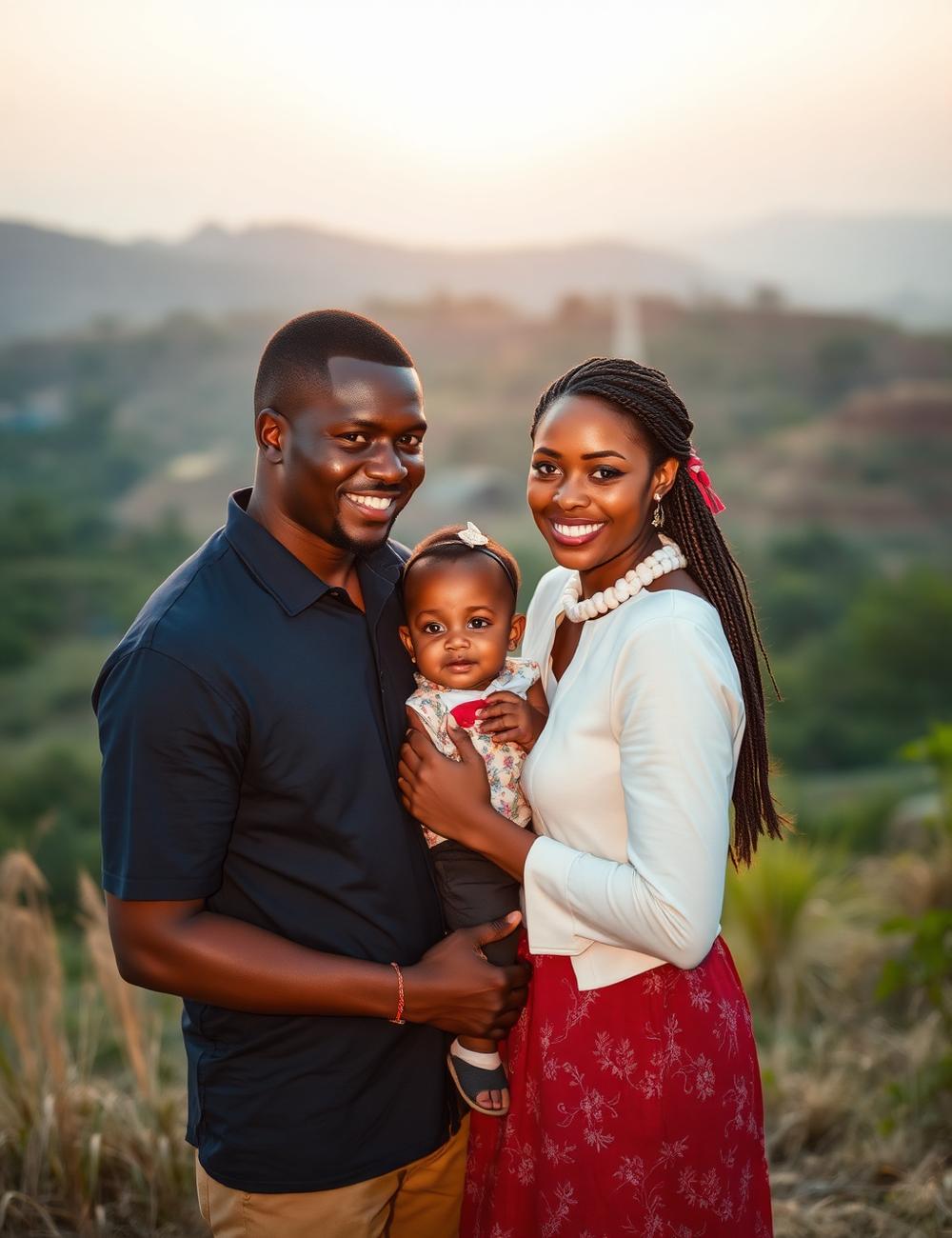 Family at golden hour in the hills